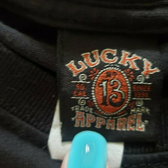 VGUC Lucky Thirteen 13 Born To Lose 1991 Skull Helmet Shirt - Picture 3 of 4
